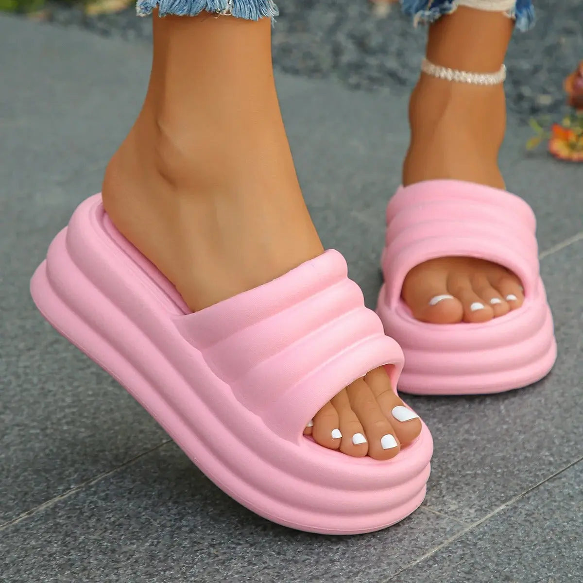 MunaWear - Sandals & Slides - Nia – Womens Chunky Platform Slippers with Open Toe and Non-Slip Sole for All-Day Comfort - 