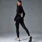 Lara - Chic Women's Activewear Set With Seamless Leggings And Cropped Top