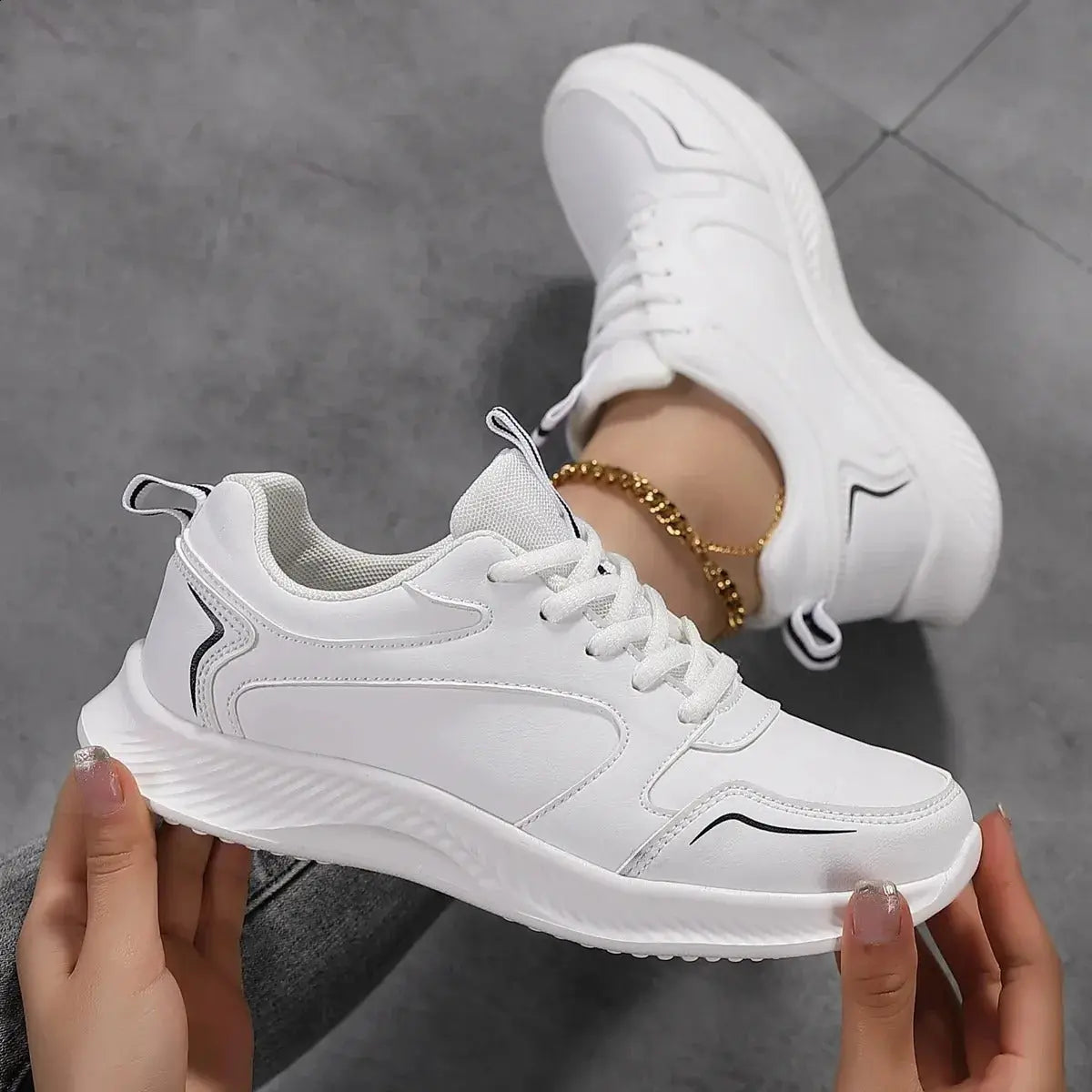MunaWear - Shoes - Nyla – Women's White Slip On Sneakers for Casual Comfort and Active Lifestyle - 