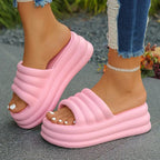 MunaWear  Slippers  Mia – Womens Chunky Platform Slippers with Open Toe and Non-Slip Sole for All-Day Comfort  Pink-36-37