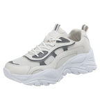 MunaWear  Sneakers  Mia – Women's White Sneakers with Thick Sole and Reflective Design for Casual Style