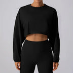 MunaWear  Women's Activewear  Mia – Oversized Long Sleeve Sport Crop Top in Breathable Fabric for Running & Active Wear 