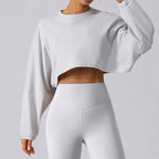 MunaWear  Women's Activewear  Mia – Oversized Long Sleeve Sport Crop Top in Breathable Fabric for Running & Active Wear 