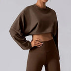MunaWear  Women's Activewear  Mia – Oversized Long Sleeve Sport Crop Top in Breathable Fabric for Running & Active Wear 
