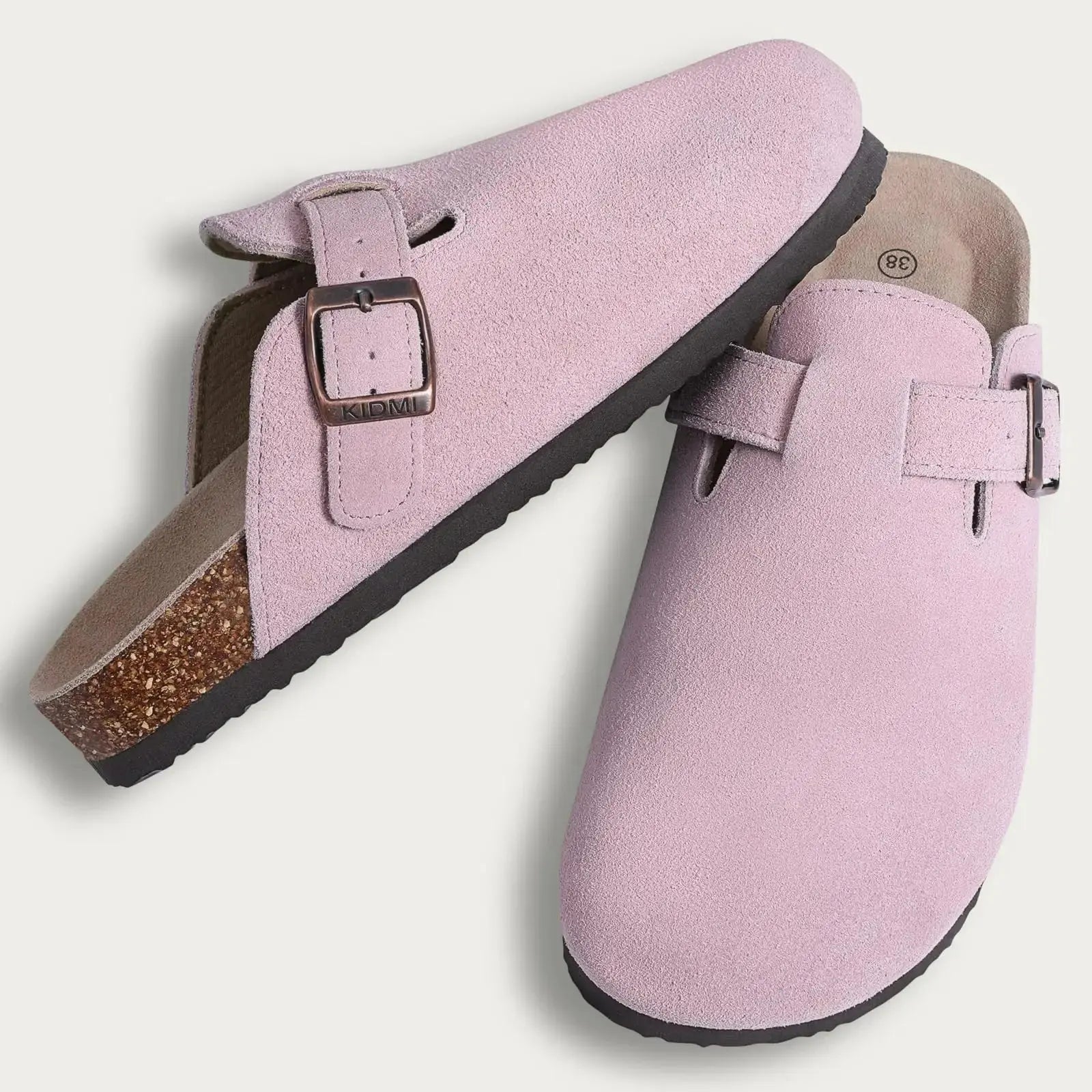 MunaWear  Women’s Slippers  Clara – Women's Classic Cork Suede Mules Slippers with Arch Support and Antislip Sole 