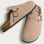 MunaWear  Women’s Slippers  Clara – Women's Classic Cork Suede Mules Slippers with Arch Support and Antislip Sole 