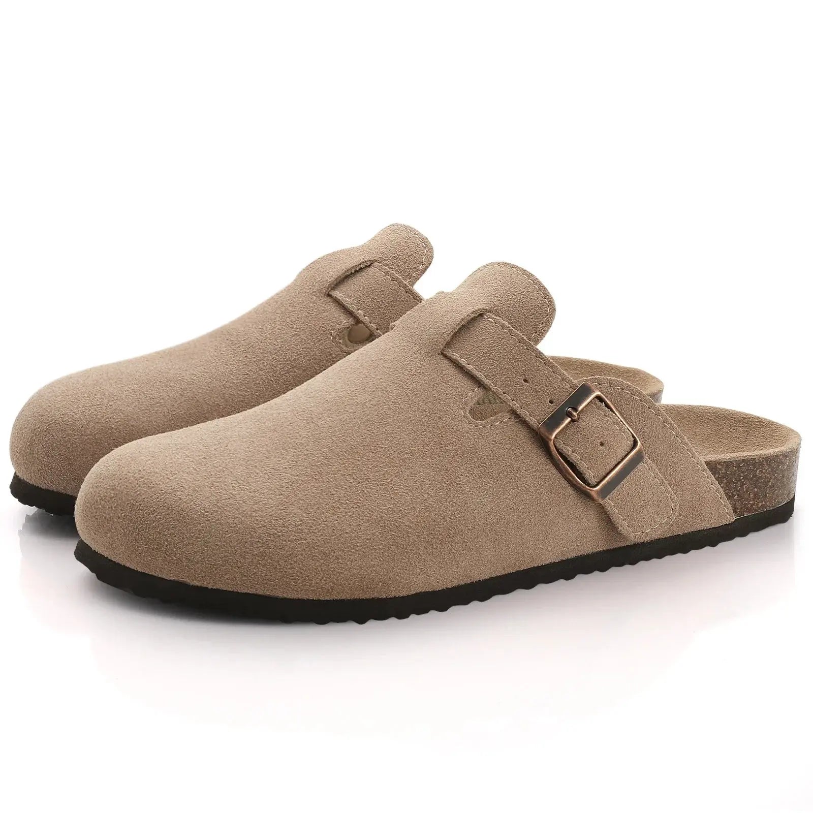 MunaWear  Women’s Slippers  Clara – Women's Classic Cork Suede Mules Slippers with Arch Support and Antislip Sole 