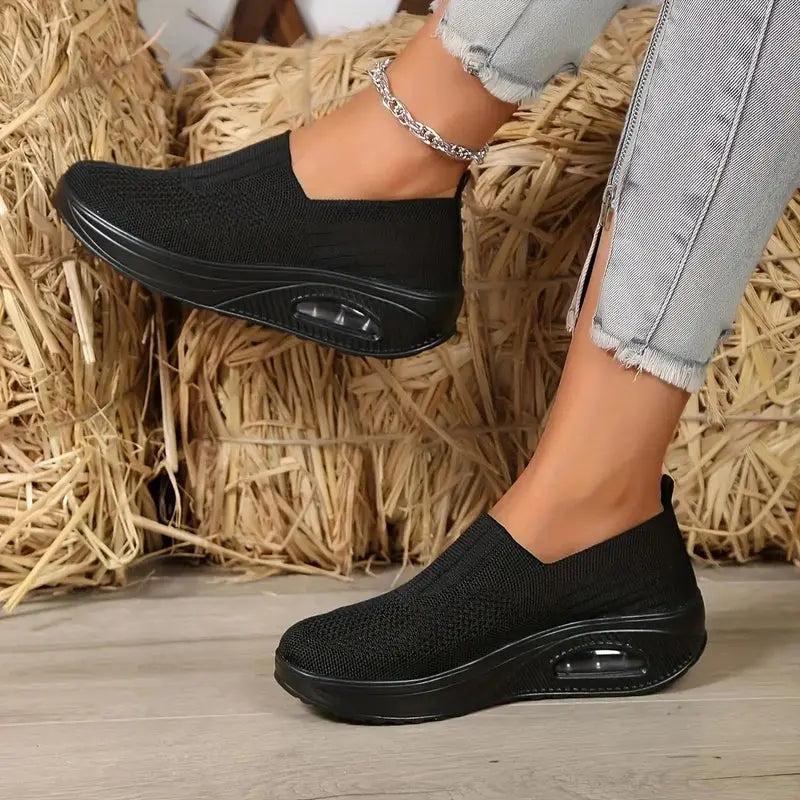 MunaWear  Women's Sneakers  Lila - Women's White Sneakers with Air Cushion and Thick Sole for Best Walking Comfort