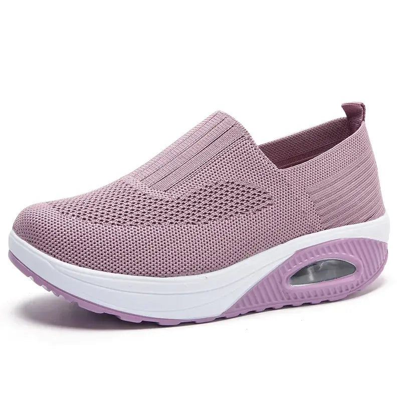MunaWear  Women's Sneakers  Lila - Women's White Sneakers with Air Cushion and Thick Sole for Best Walking Comfort